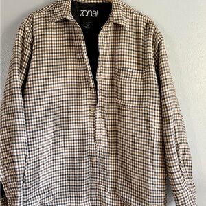 Zonal‎ quilted Men's Tan and White Flannel shirt